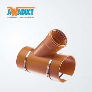 Ramal acople 45° 160×110 mm c/abraz Acero inox (6007) Awaduct